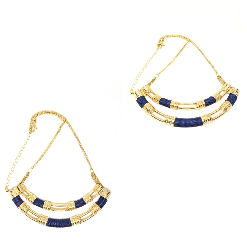 NWOT, Deep Blue And Golden Necklace Egyptian Style